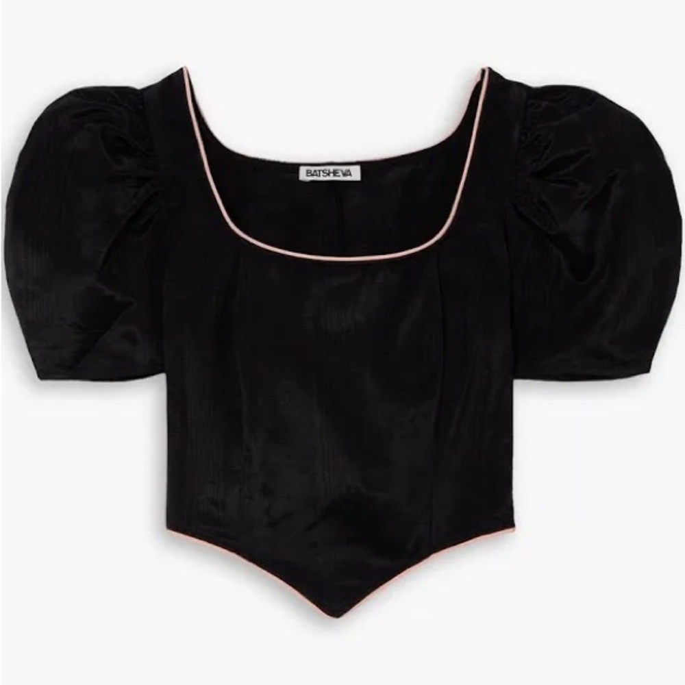 Batsheva Dirndl Top Black Moire 6 NWT